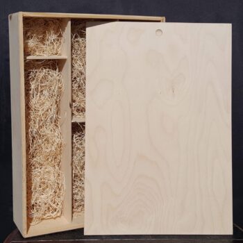 2 Bottle 2 Glass Wine Crate – 3/8″ Wood