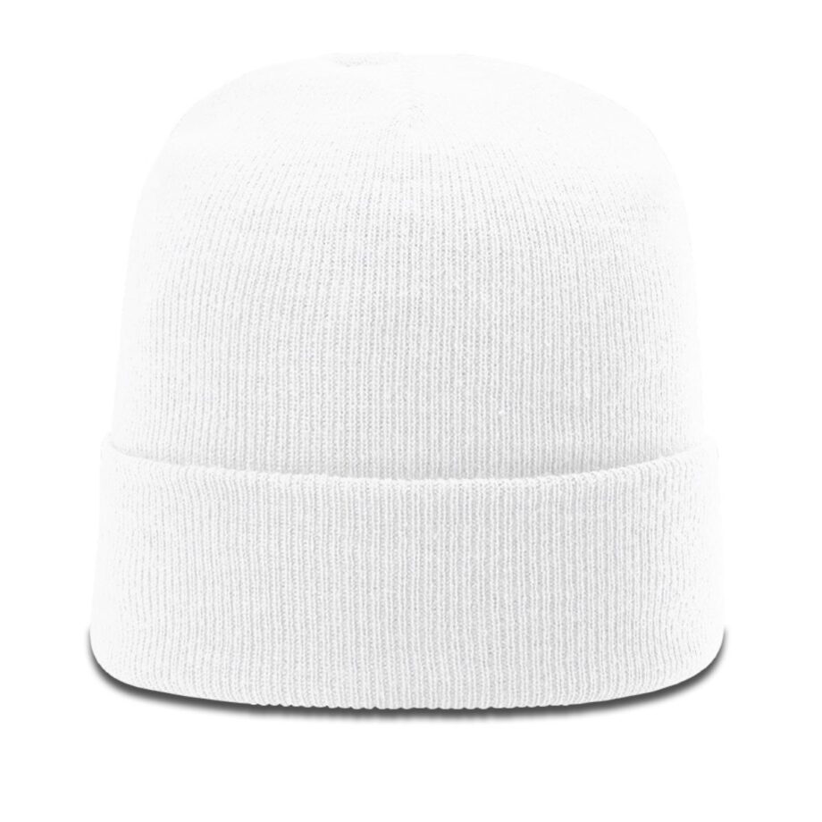R18 Solid Knit Beanie with Cuff White